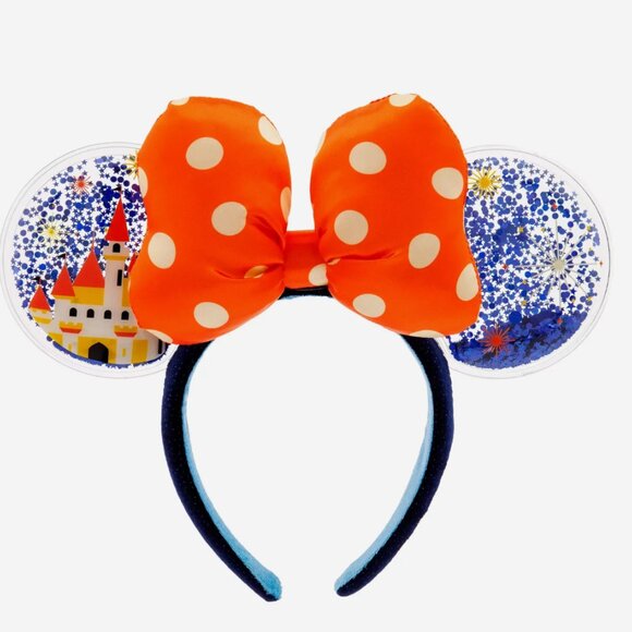 Disney Parks 2023 Minnie Mouse Ear Headband Castle Fireworks Glitter Adults - Picture 1 of 7